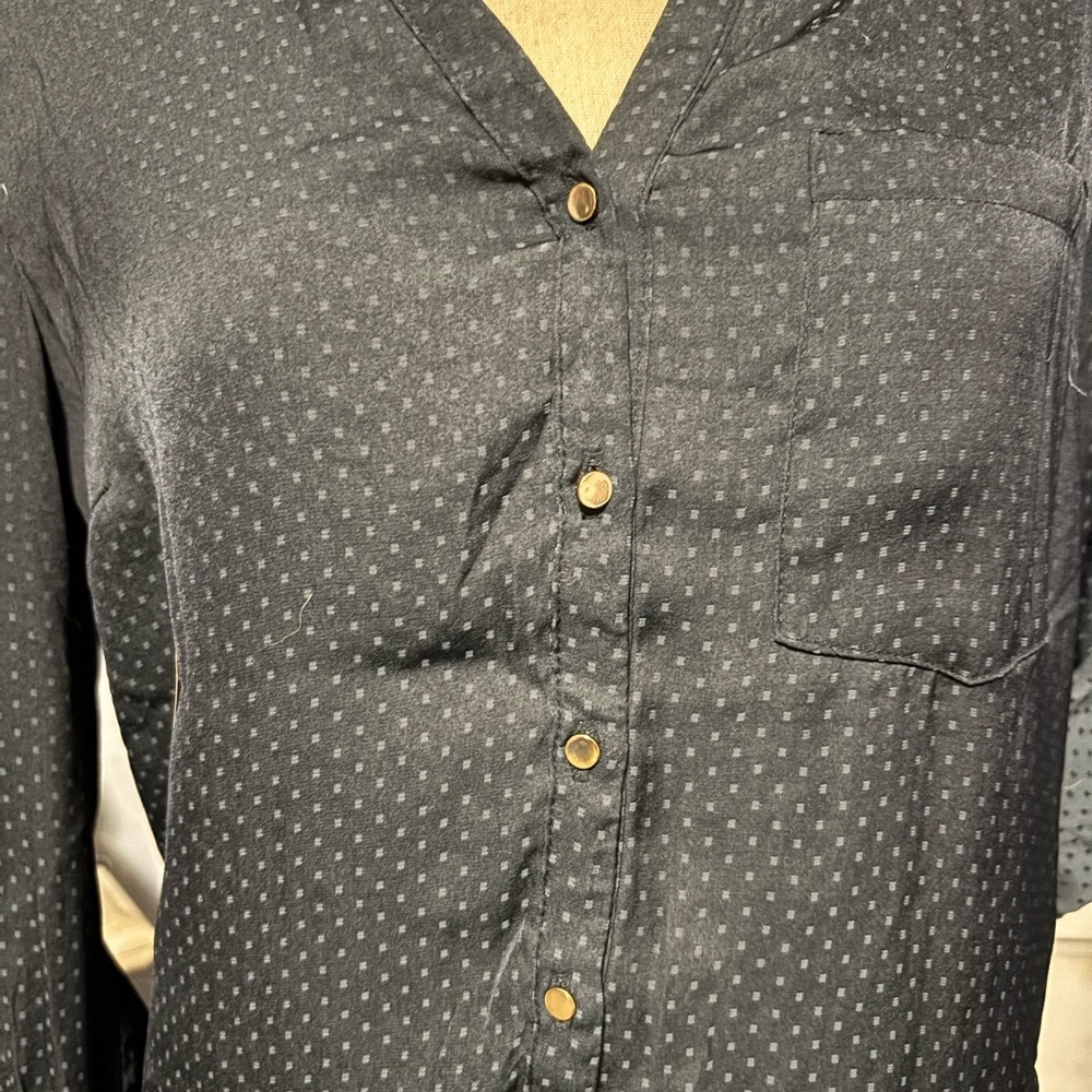 Zara Navy blouse with blue dots xs #business casual - Picture 3 of 11